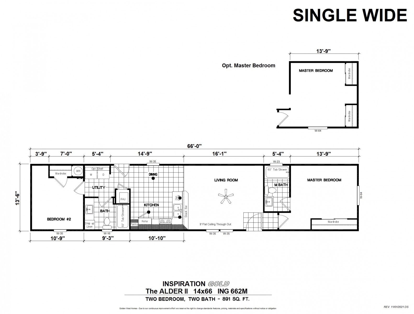 Golden West (Oregon) 2 Bedroom Manufactured Home The Alder for 75,999